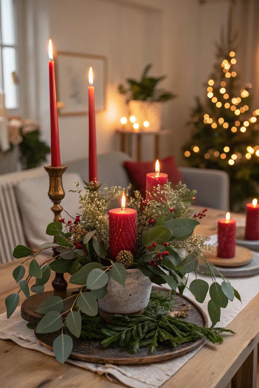 A warm and inviting scarlet luminary showpiece.