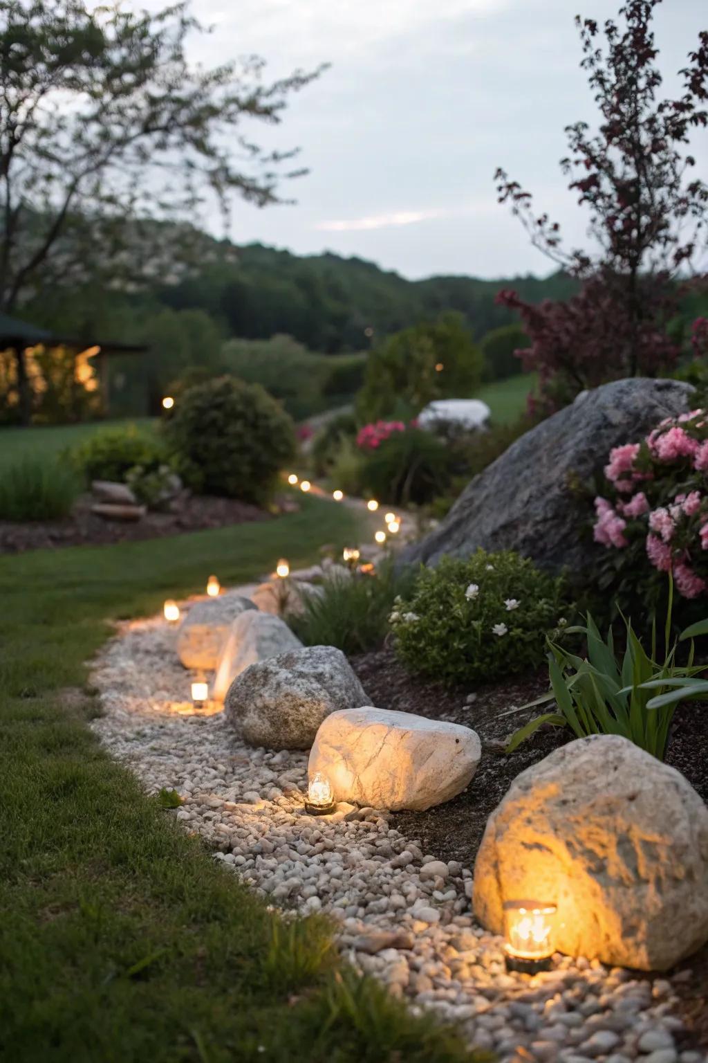 Brighten your garden with glowing stone features.
