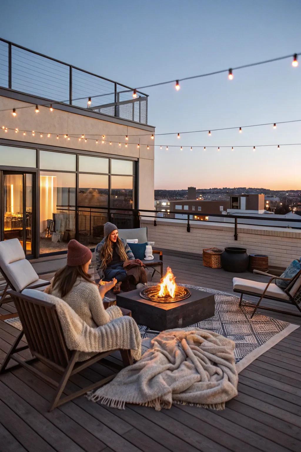 Warm up your rooftop with a cozy bonfire stand.