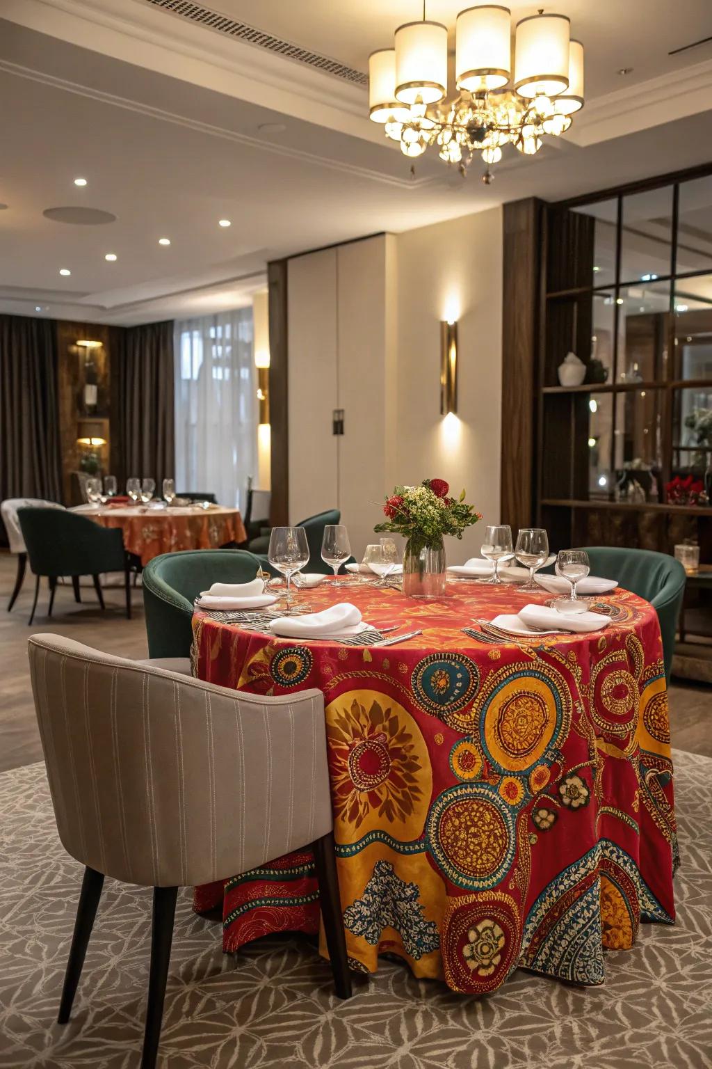 Statement tablecloths make your table stand out.