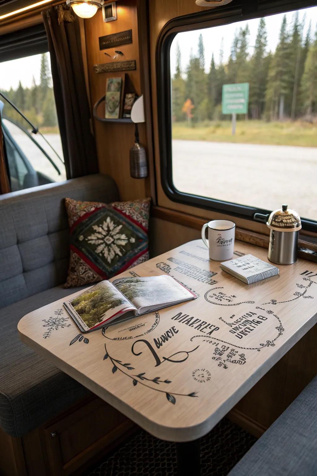 Personalized accents make your RV table distinctively yours.