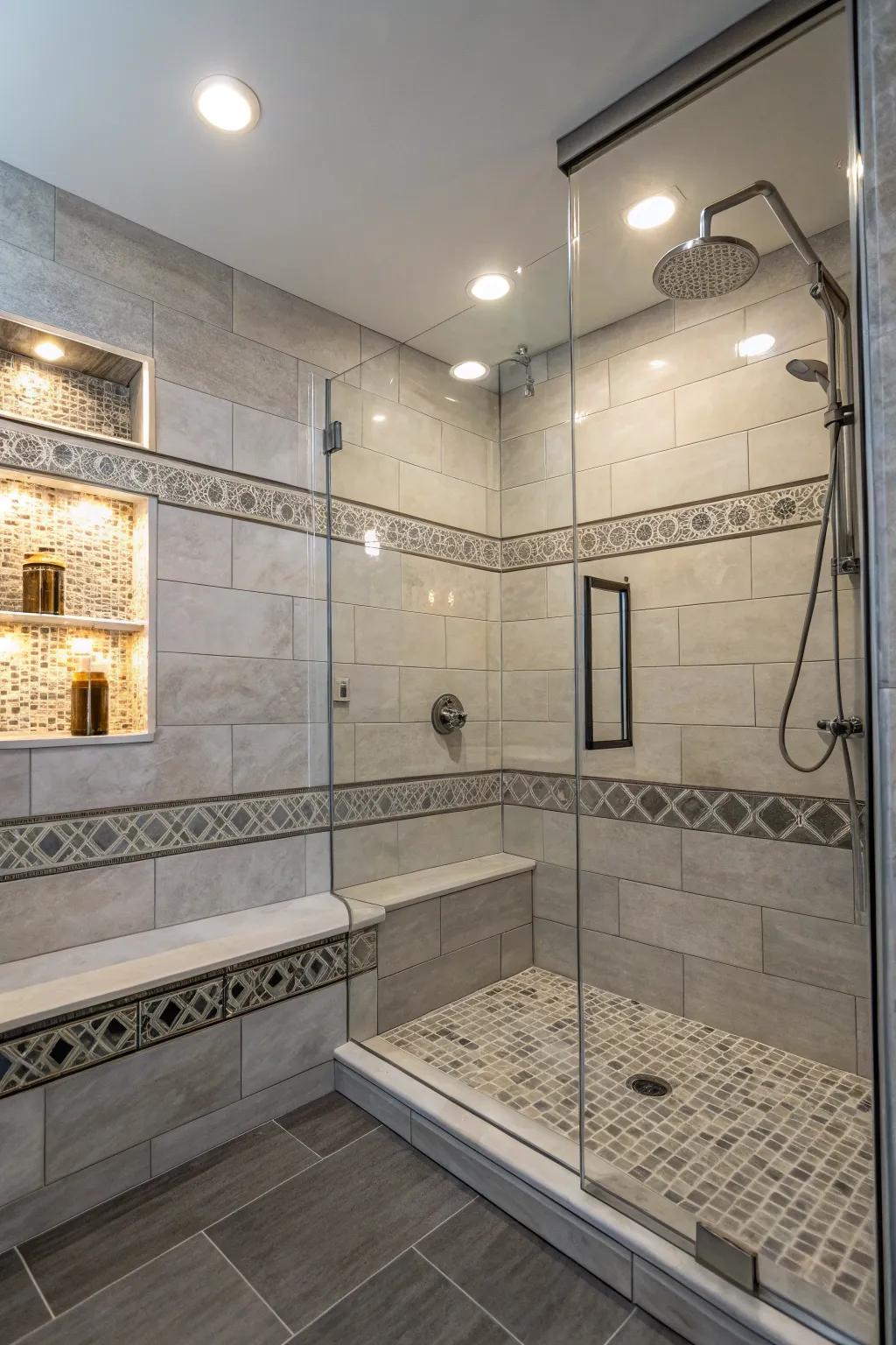 Accent lighting showcases the beautiful elements in your shower.