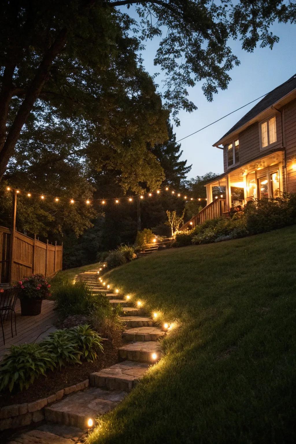 Ambient lighting enhances safety and atmosphere.