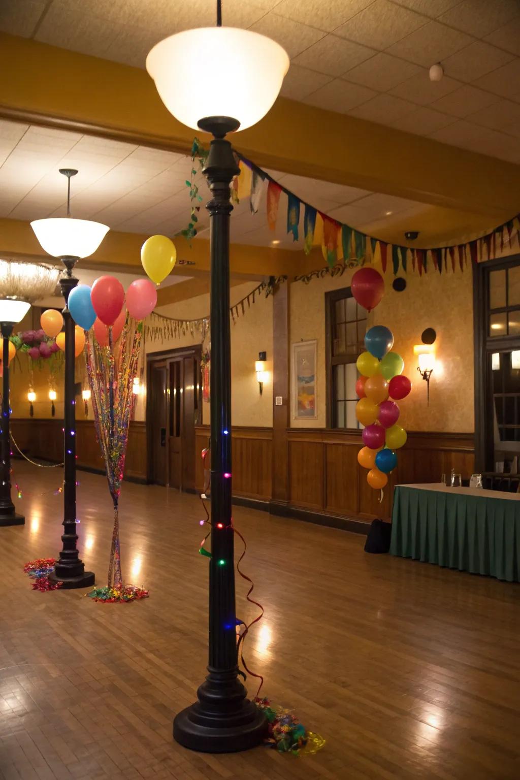 Tall standing lamps contribute height and brighten dark nooks.