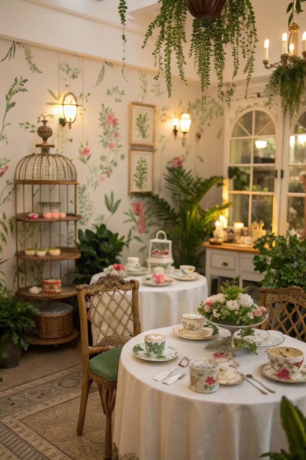 A theme way adds depth and matching style to your tea room.