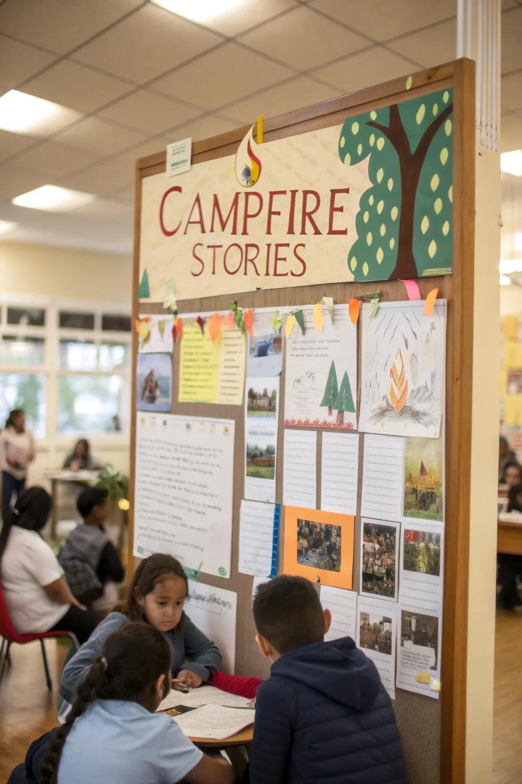 A story corner lets students share ideas and work together.