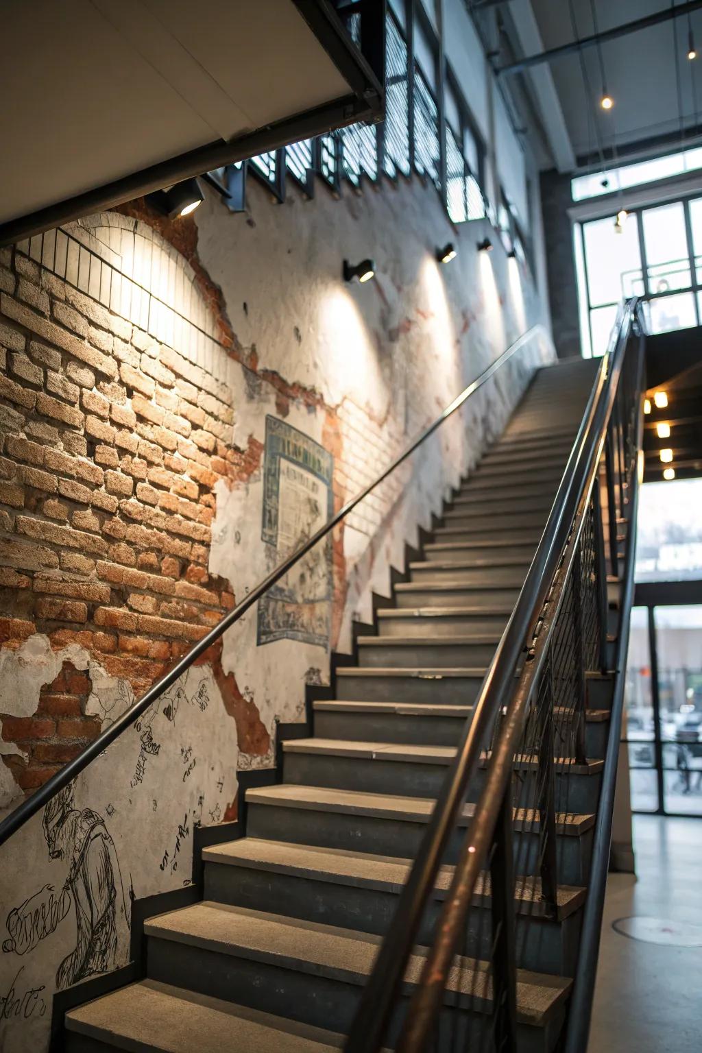 With an industrial chic mural, you may add an edge.