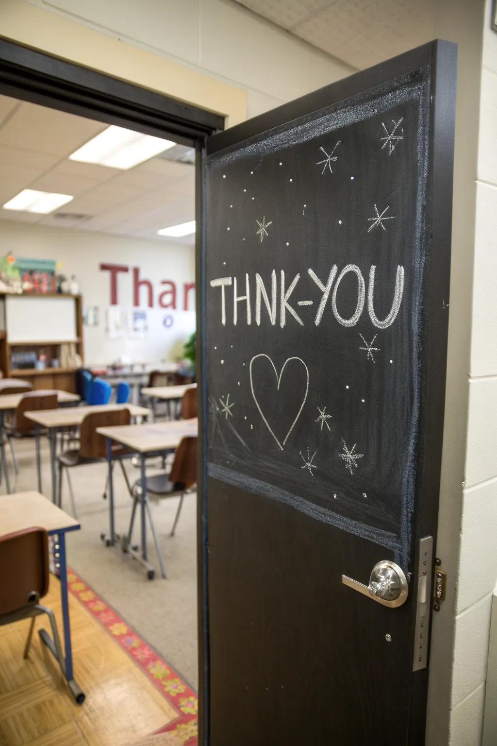 Keep it classic with a message board-themed door of thanks.