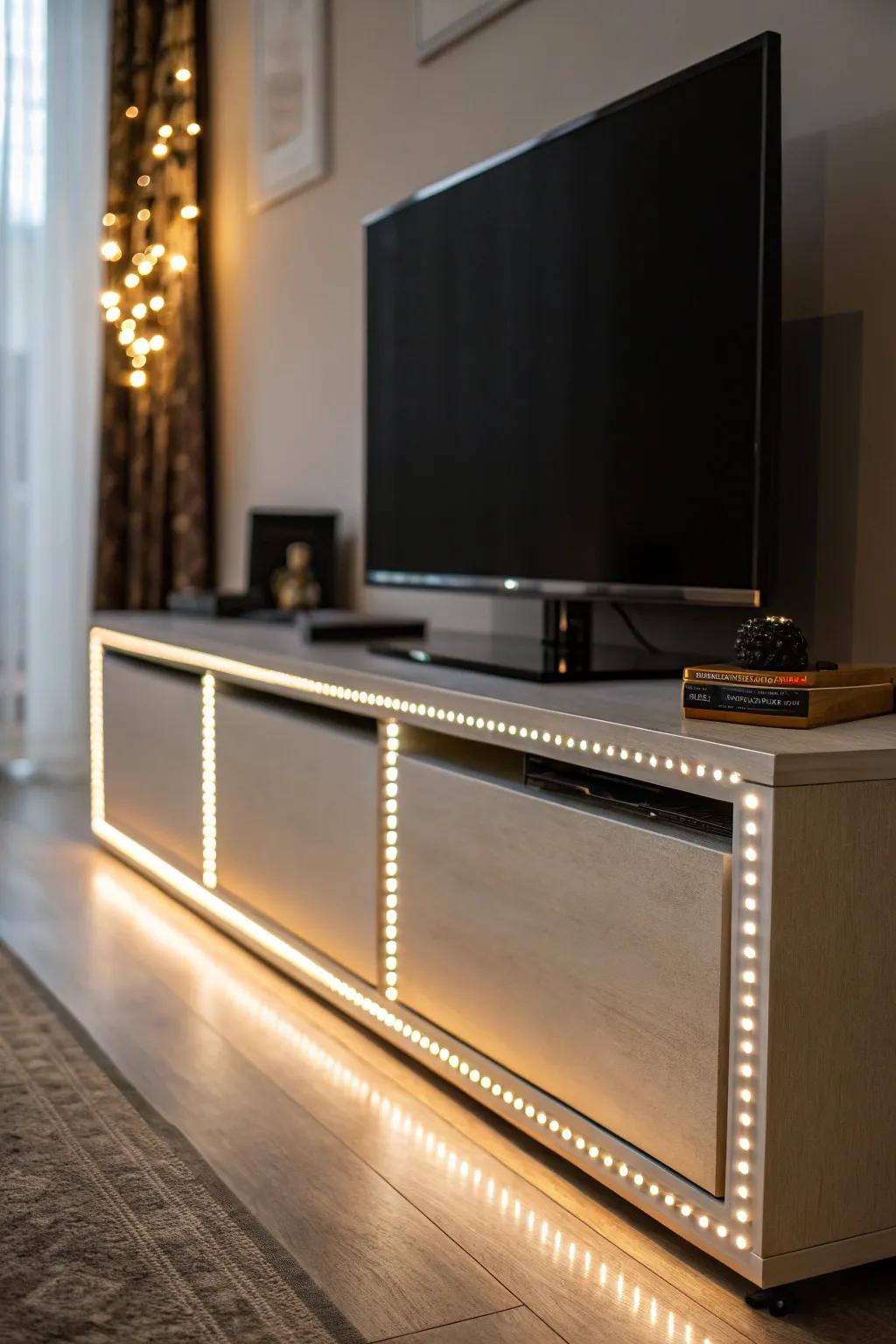 Ornamental lighting adds drama and warmth to your TV area.