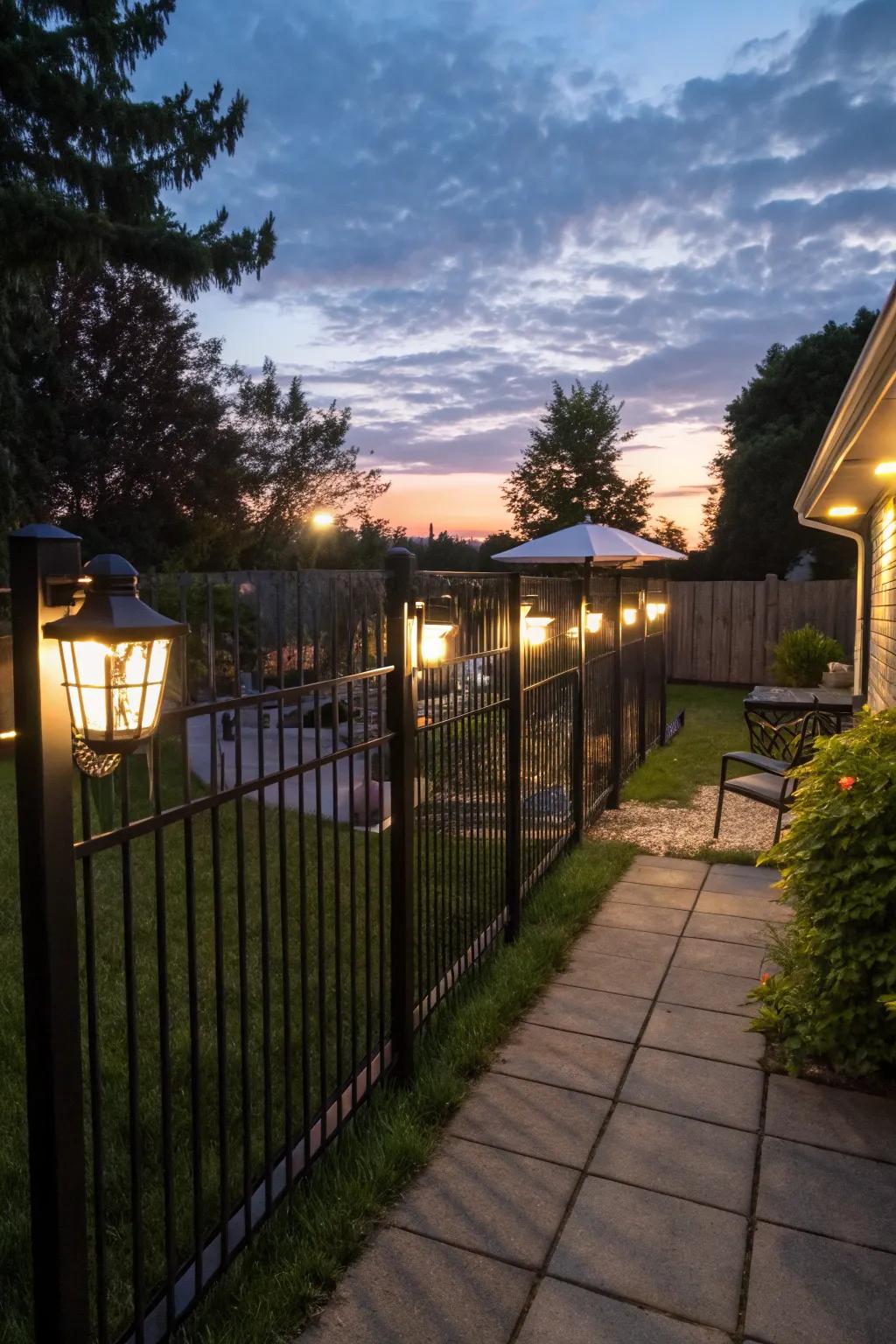 Solar lights bring nighttime magic to your fence.