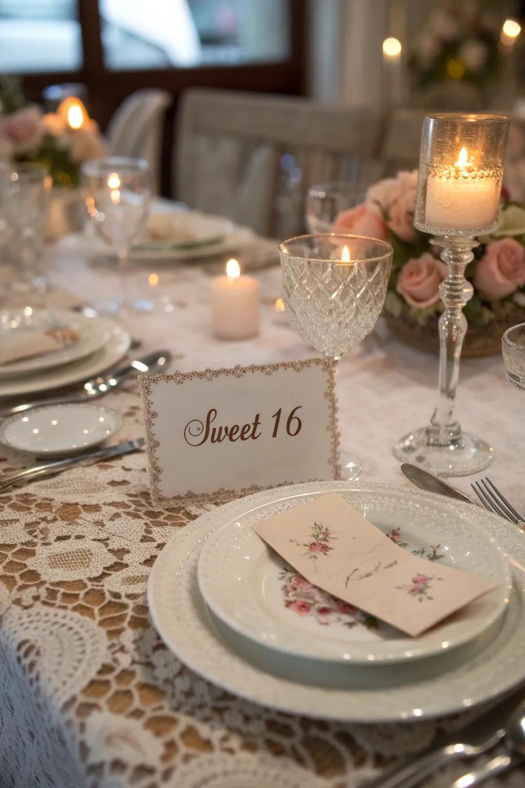 Personalized handwritten place cards adding sophistication to the table.