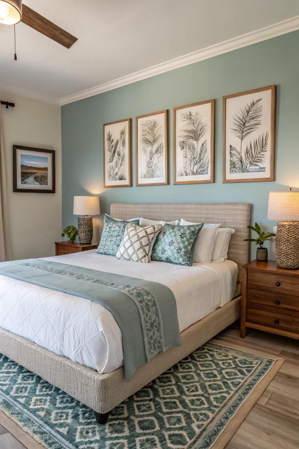 Matching art pieces make for a consistent look.