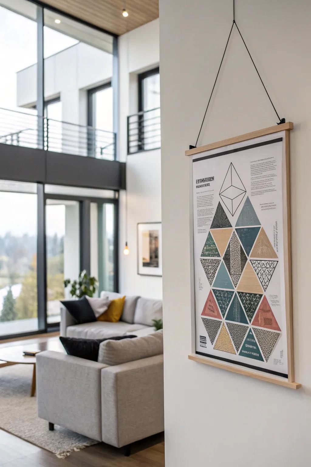 Geometric patterns create a modern structure.