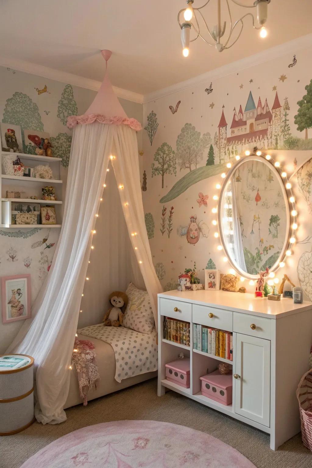 Fairy tale themes fashion a magical and adventurous space.