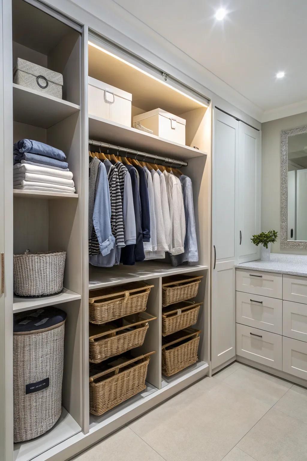 Concealed laundry remedies retain your closet tidy and organized.