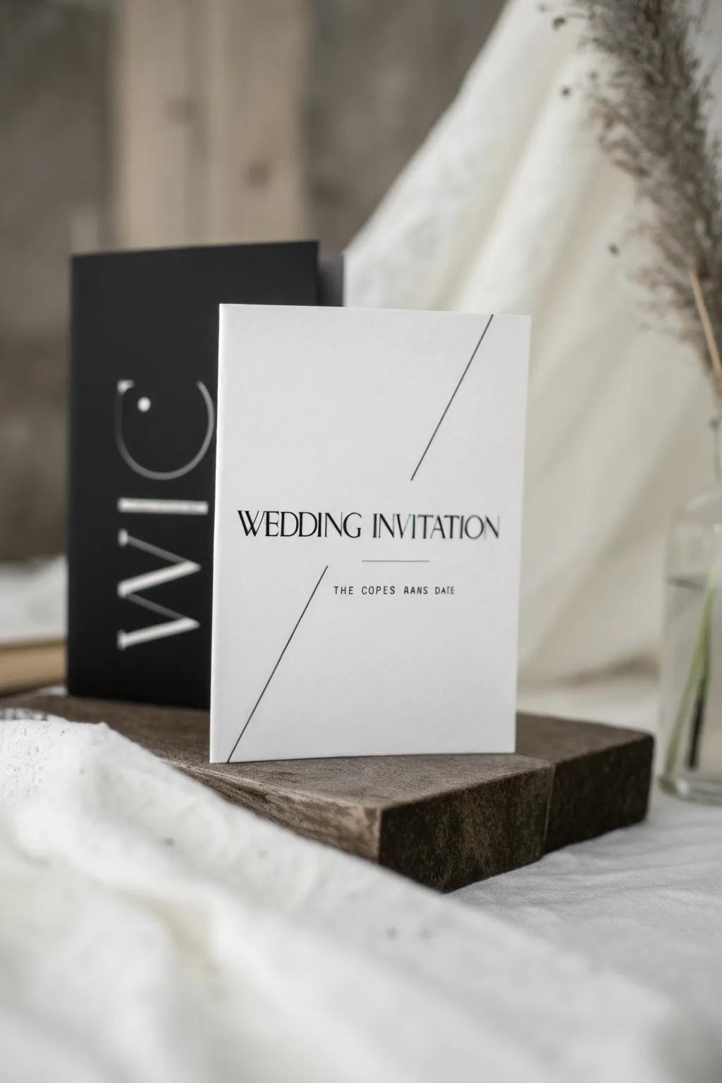 Modern single-tone invitation in black and white.