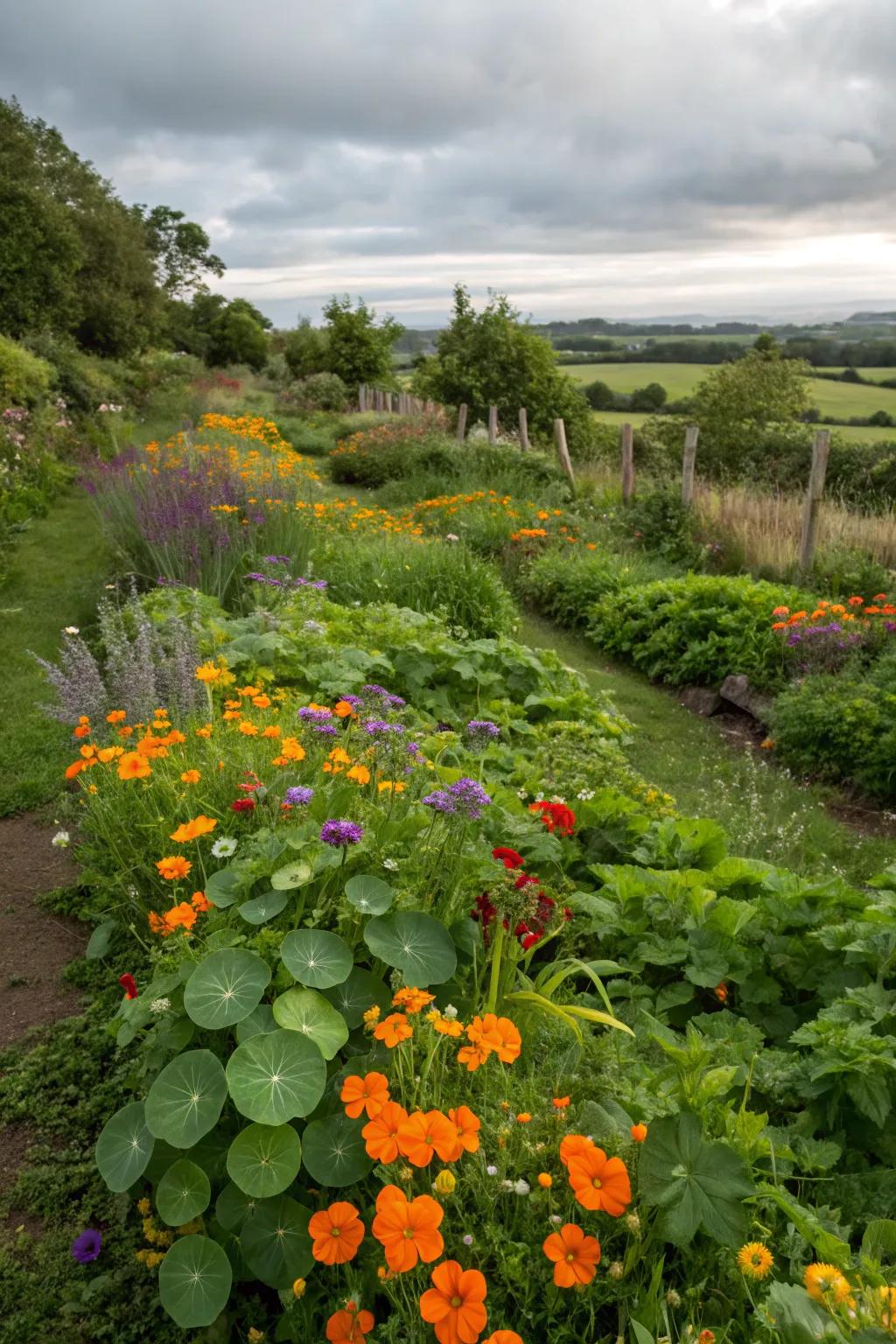 Wildflowers serving as both decoration and delicious additions to meals.