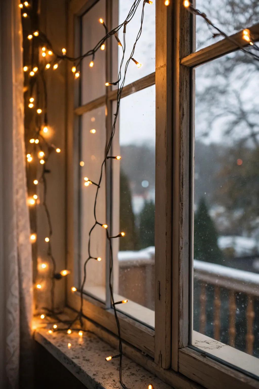 Enhance your window decor with cozy rope lights.