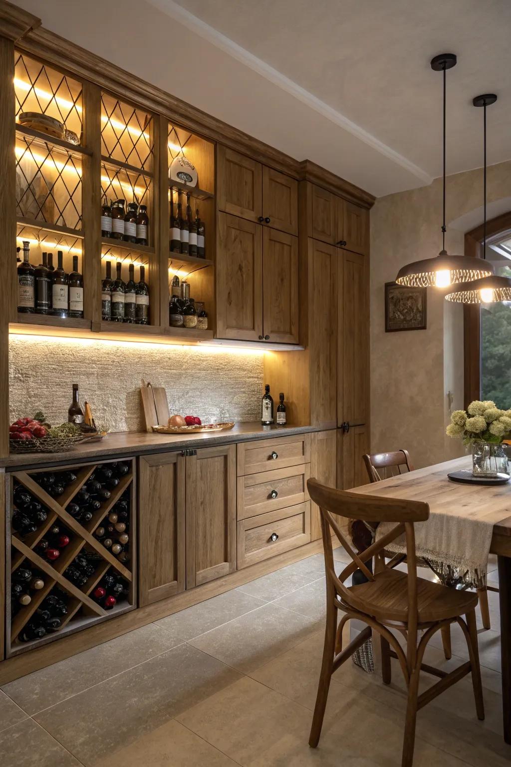 Subtle lighting enhances the allure of your wine storage.