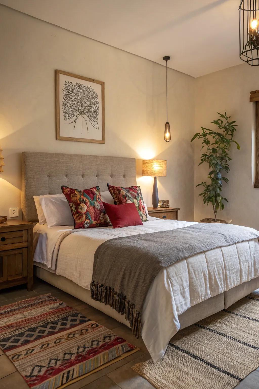 A flash of color can invigorate your winter bedding design.