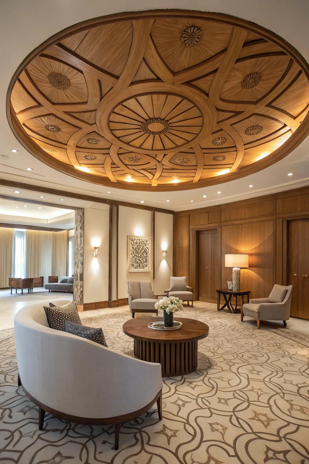Circular motifs fashion an artistic focal point.