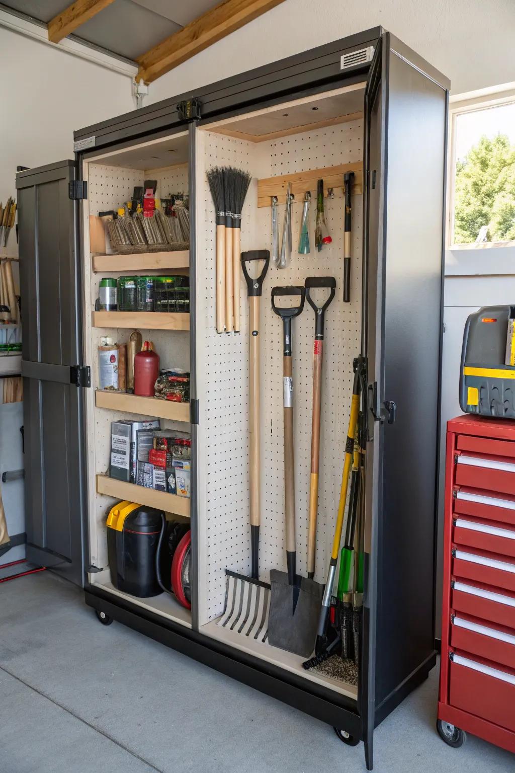 A customizable tool cabinet provides customized organization.