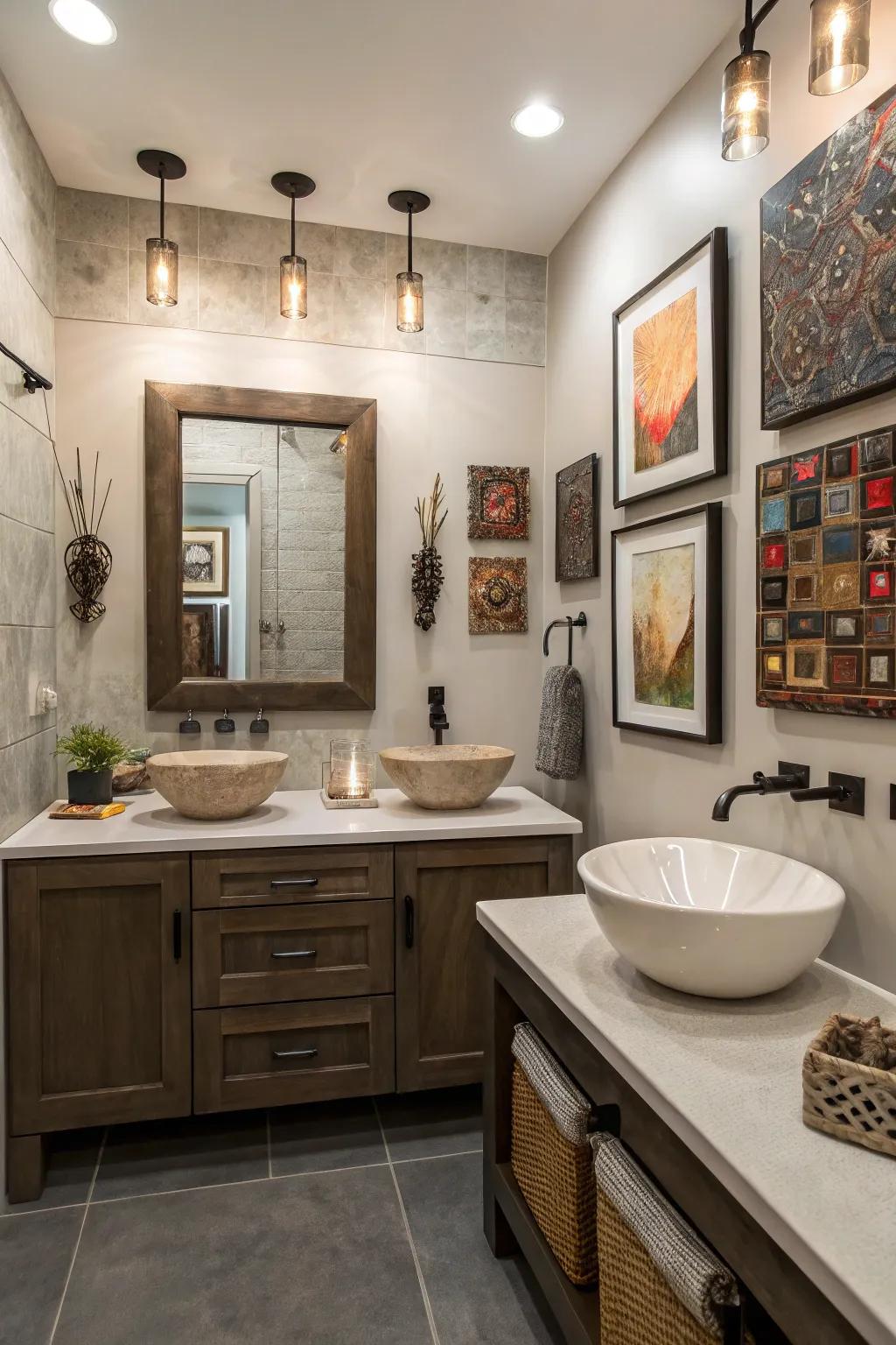 Multi artwork improving spots generating exceptional space.