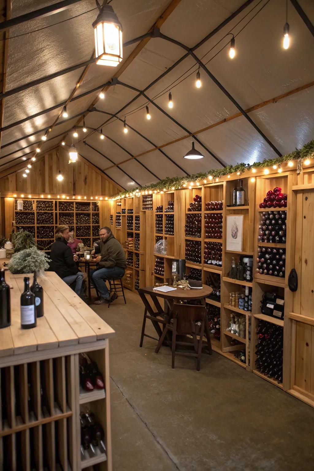 Indulge in a sophisticated wine sampling journey in your shed.