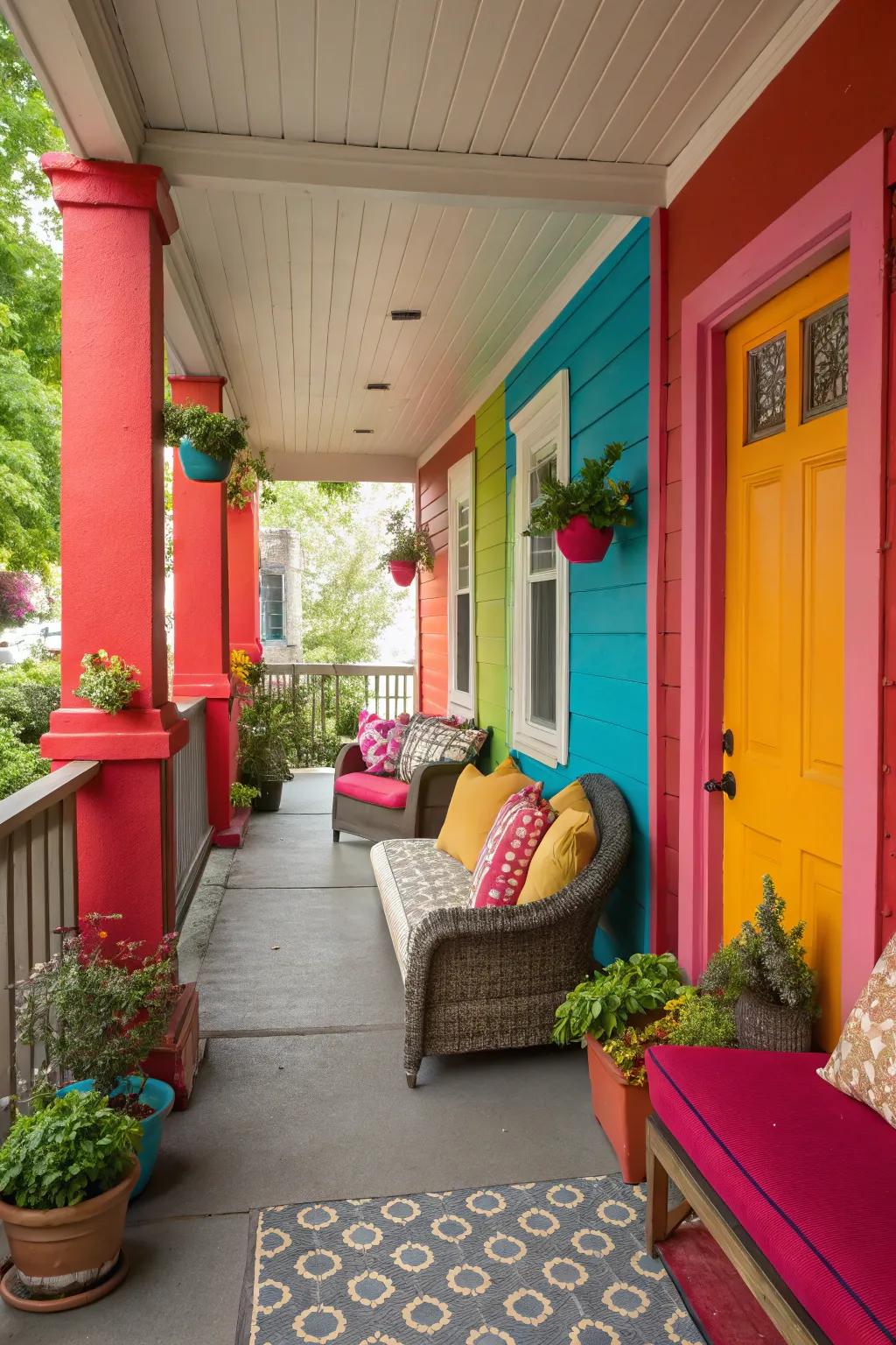 Mixing colors adding a modern flair to the porch.
