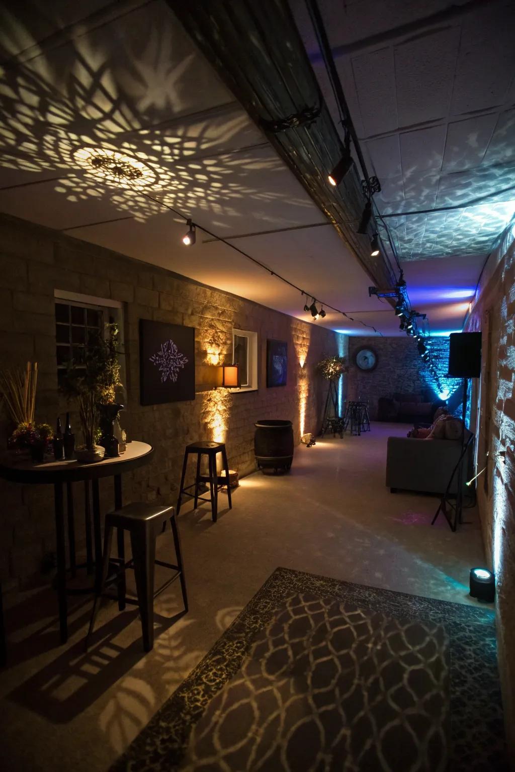 Artistic lighting adds a unique and intriguing element.