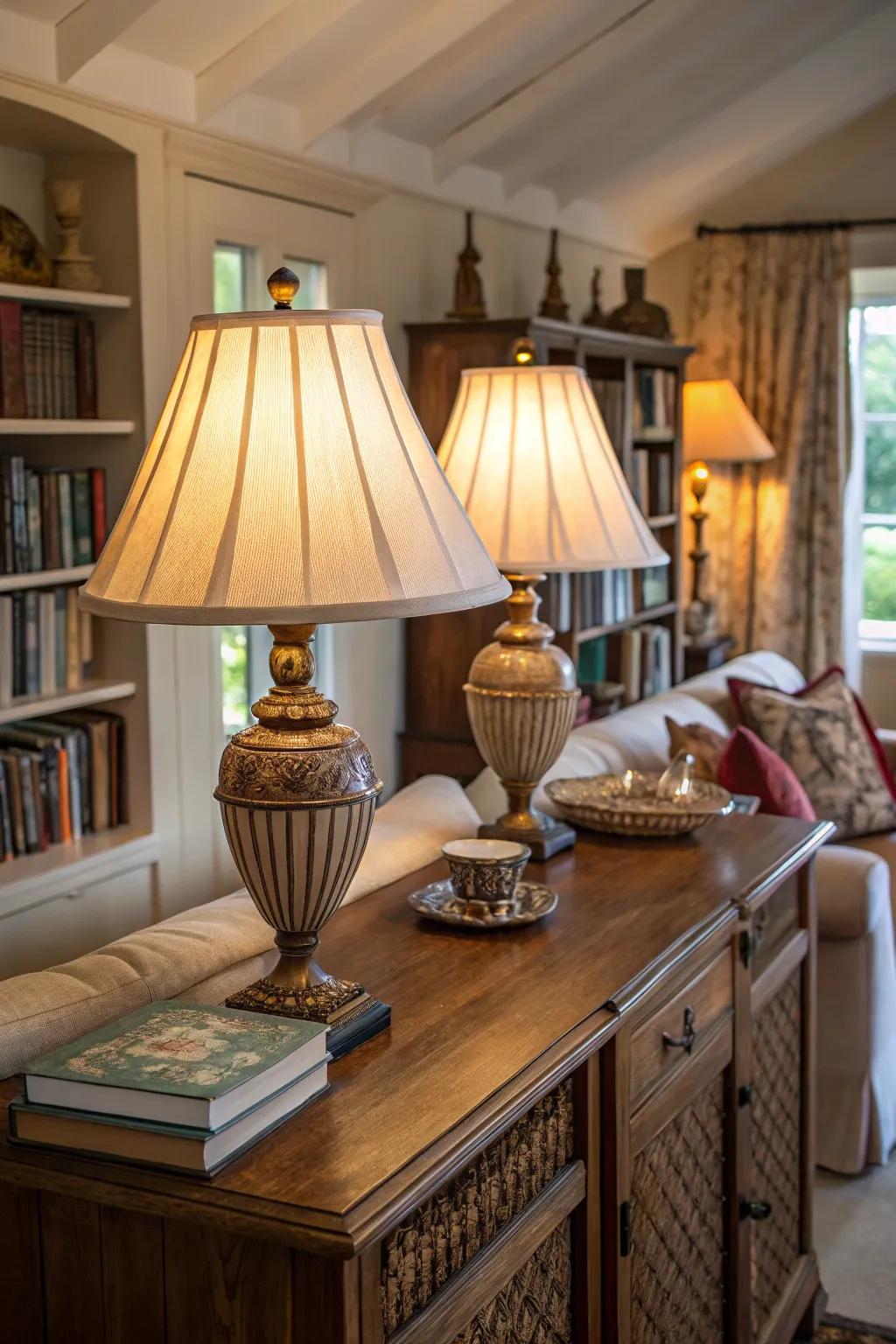 Retro lamps infuse charm into spaces.