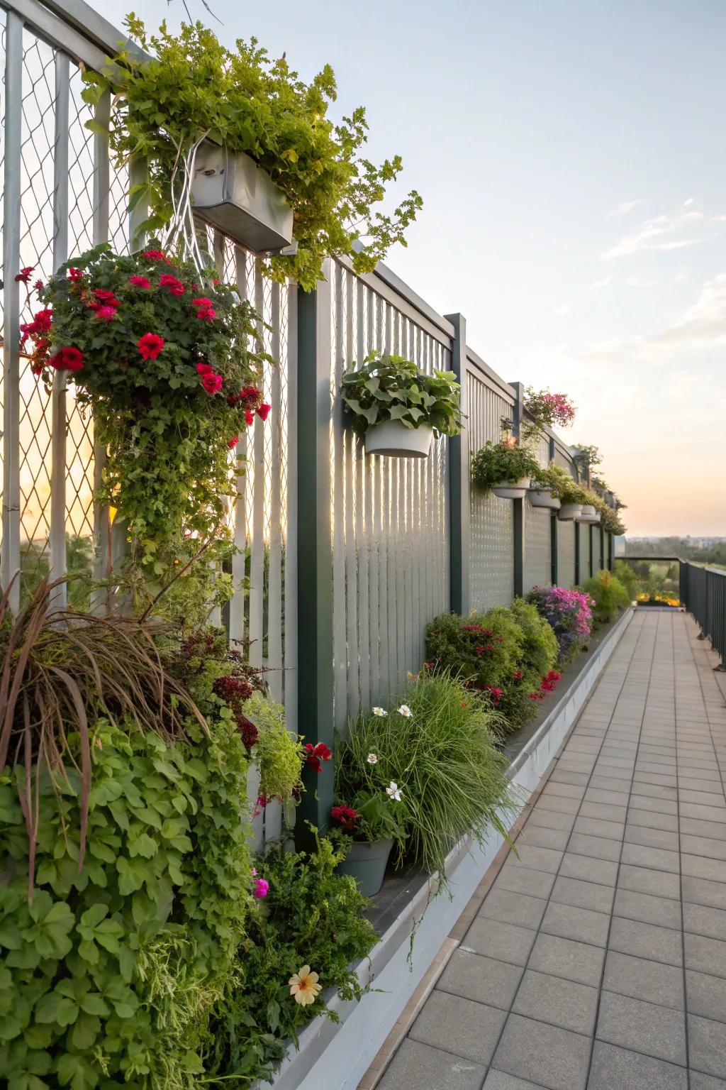 Skyward gardens infuse unforeseen greenery into fences.