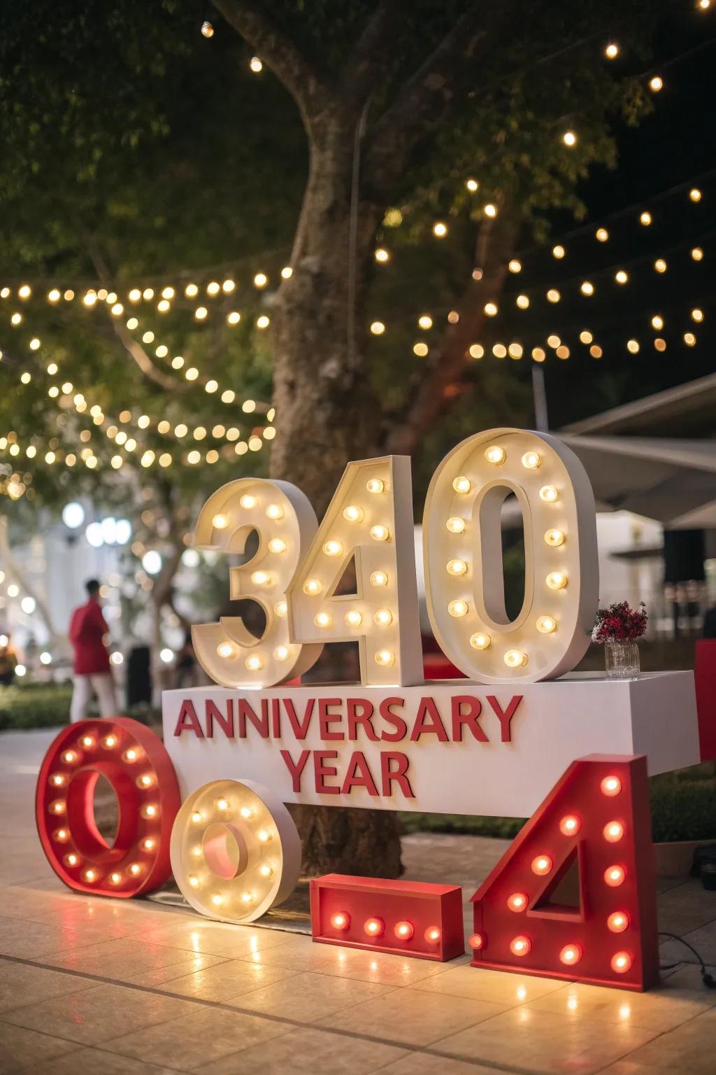 Highlight the milestone with an anniversary cycle display.