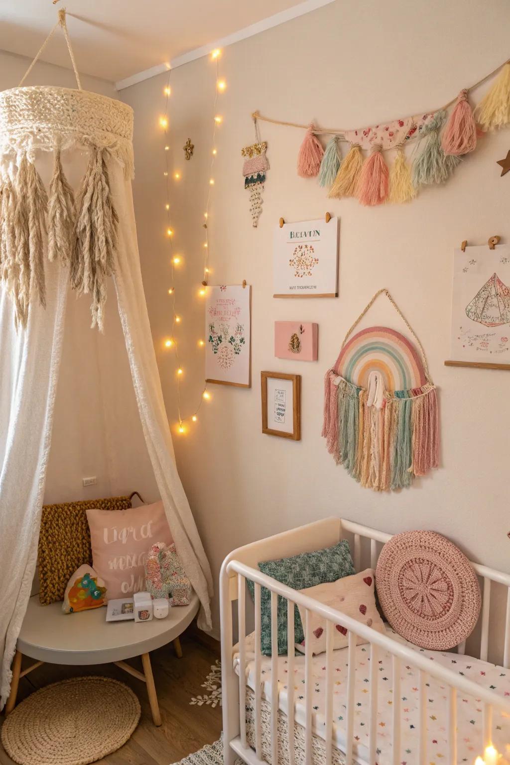 DIY decor adds a personal and heartfelt touch to the baby area.