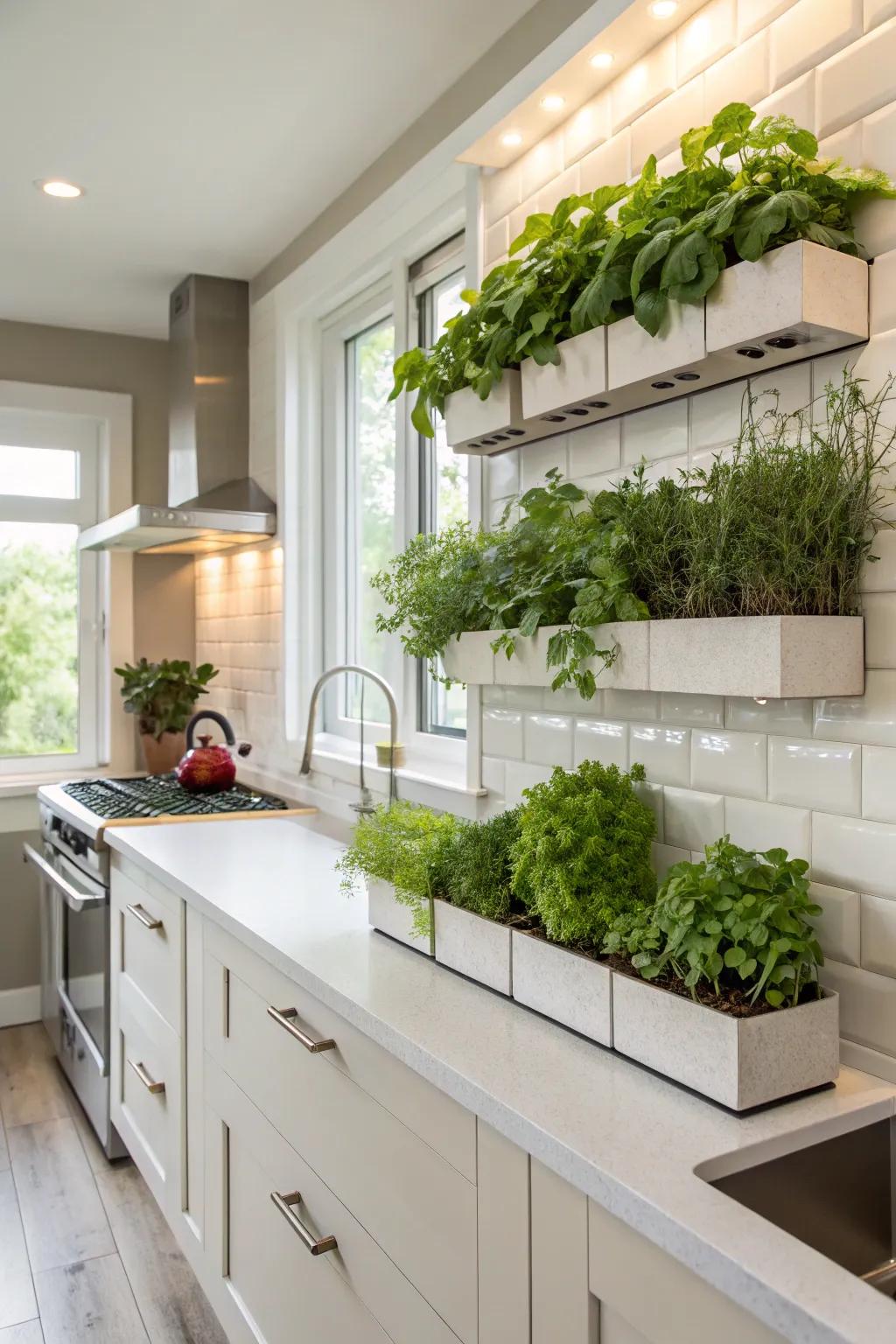 Add plants for a fresh and natural kitchen vibe.