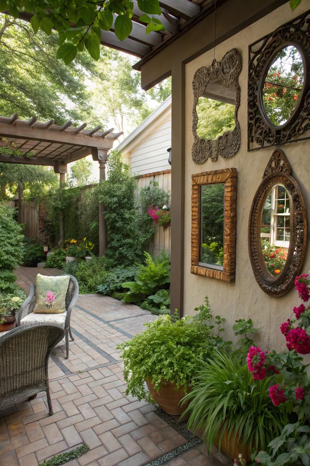 Mirrors can heighten expanse and illumination on your patio.