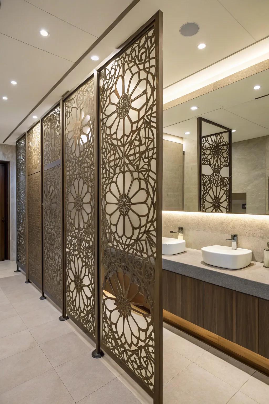Laser-cut metal panels provide sophistication and intricate design.