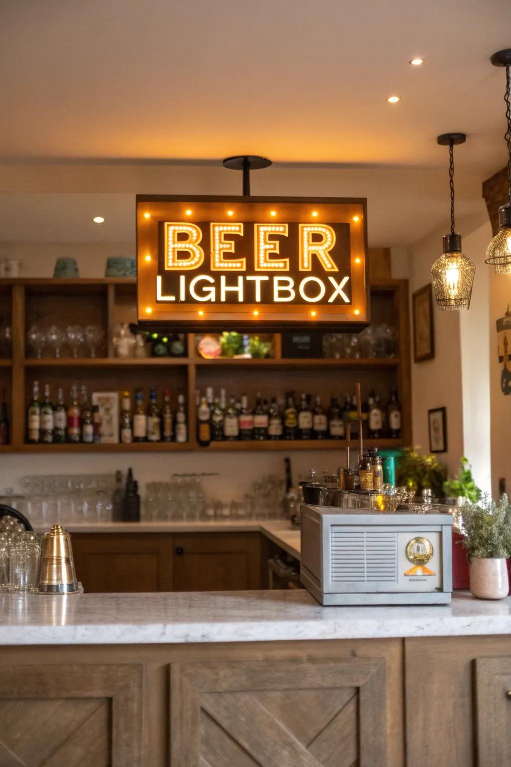 Brew lightbox signs brighten your area with style.