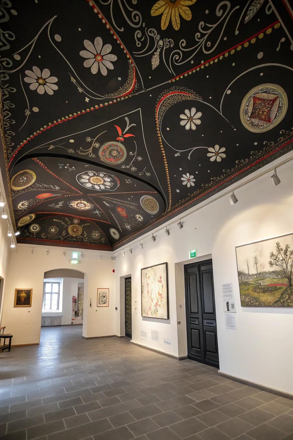 An artistic room where a dark overhead becomes a creative canvas.