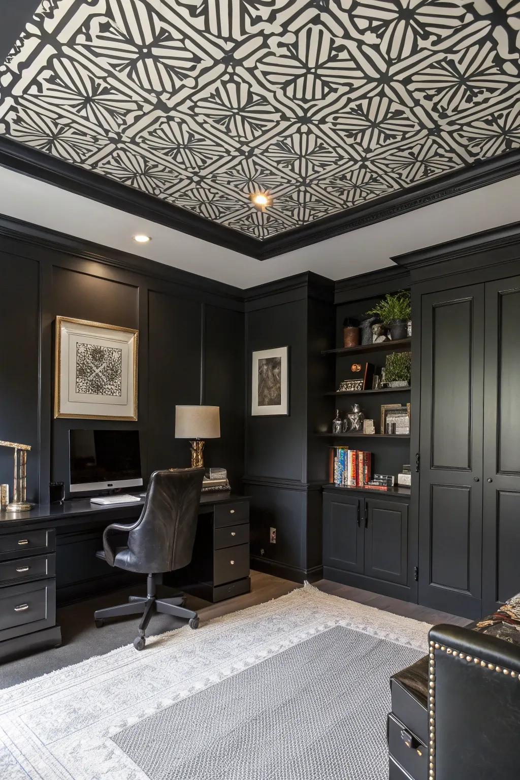 A statement ceiling adding visual interest and drama.