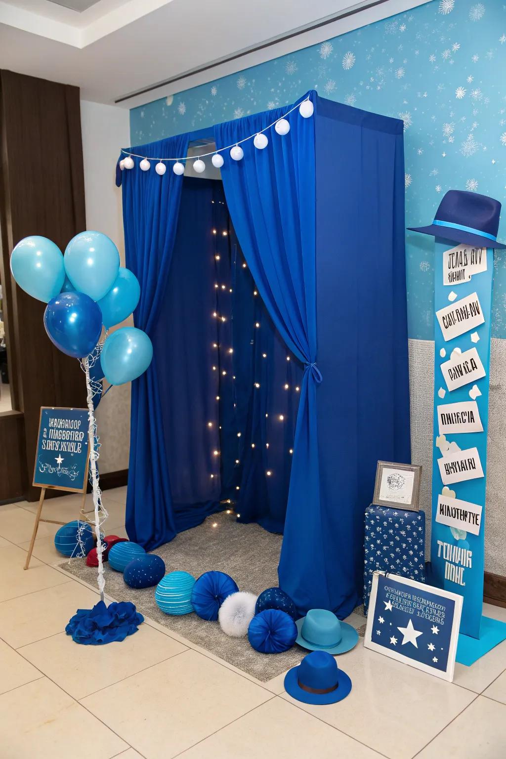 A pleasurable azure-themed snapshot station poised for memorable captures.