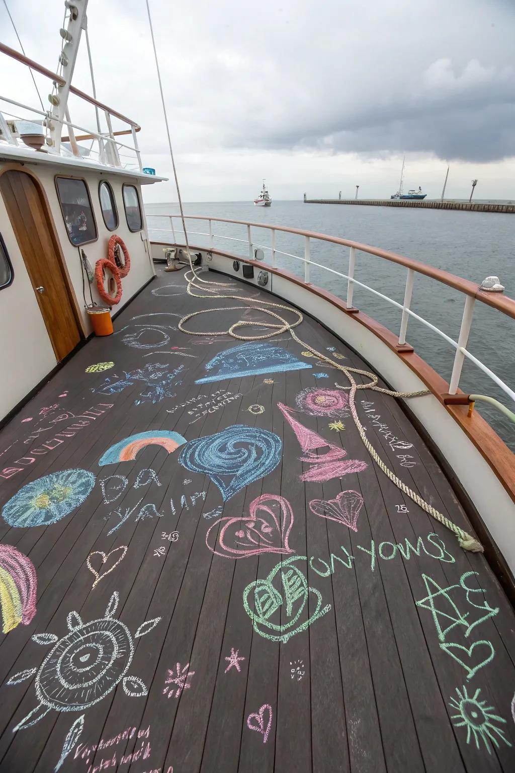 Chalkboard finish promotes creativity and enjoyment.