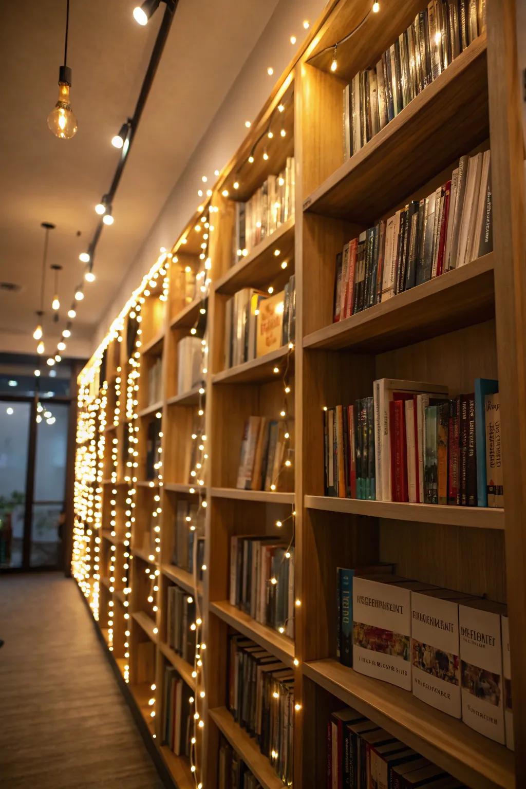 Lighting adds warmth to your book display.
