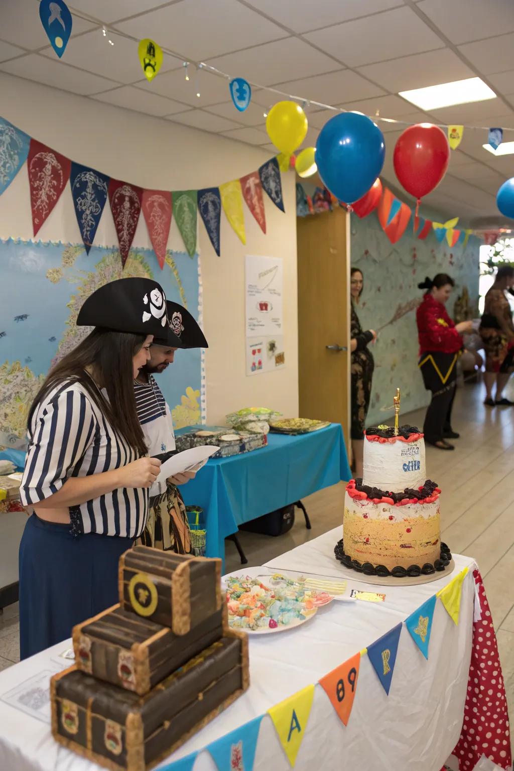 Pirate-themed baby shower featuring adventurous and treasure-filled elements