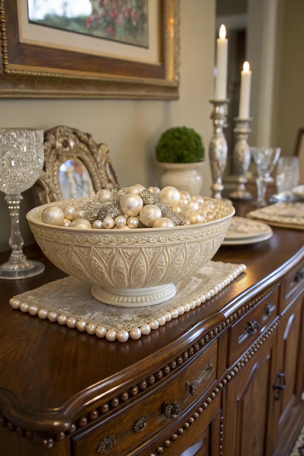 Glamour and sophistication using pearls and crystals