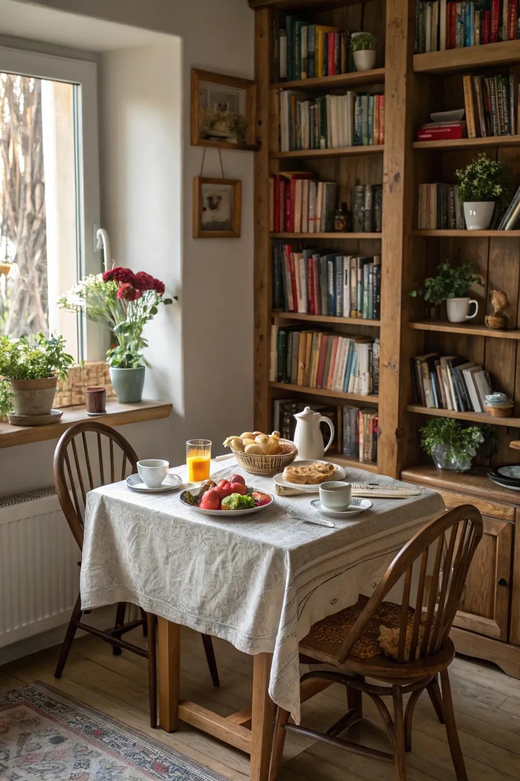A built-in bookshelf can be both useful and pretty.