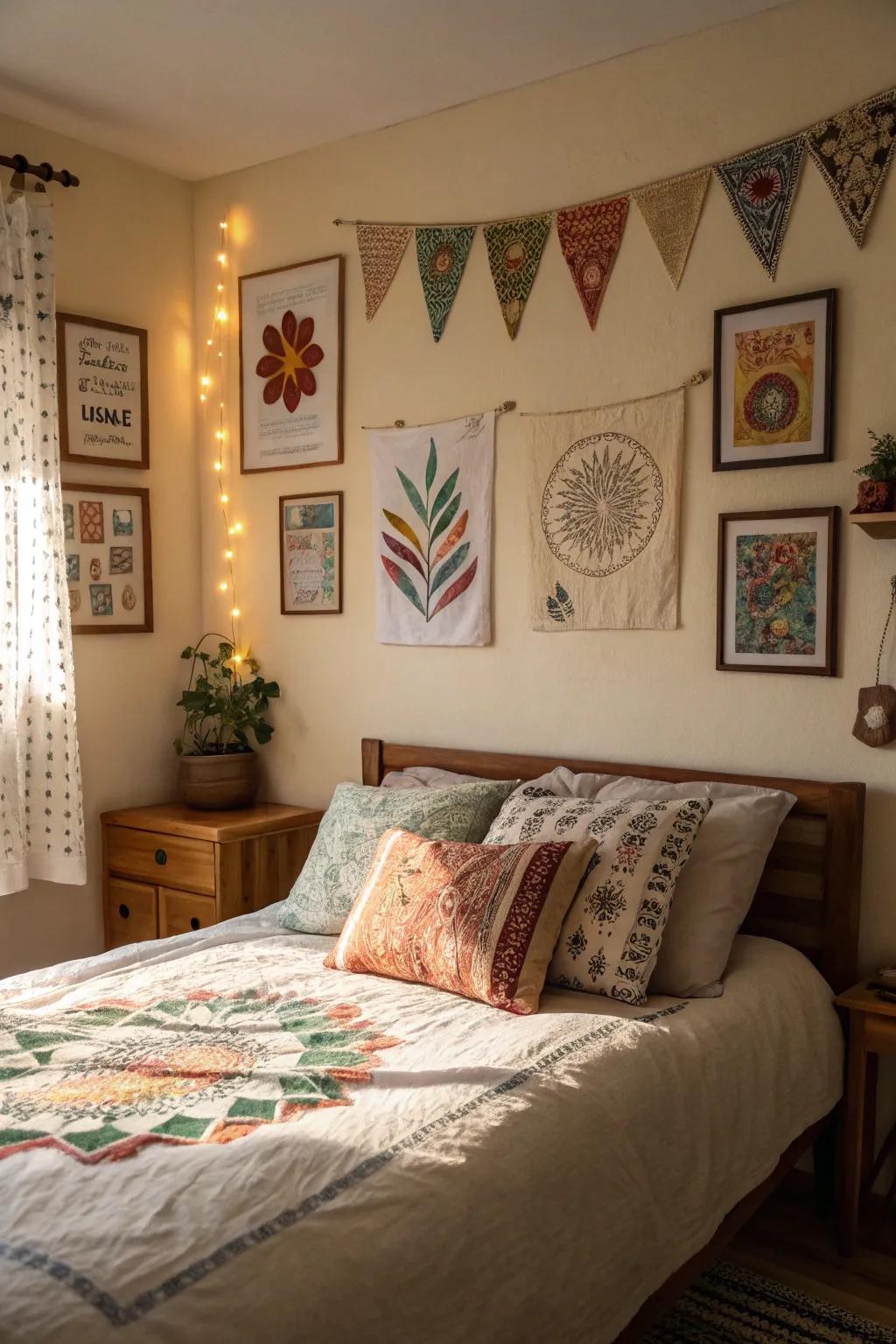 DIY elements bring a personal and unique touch to the bedroom.