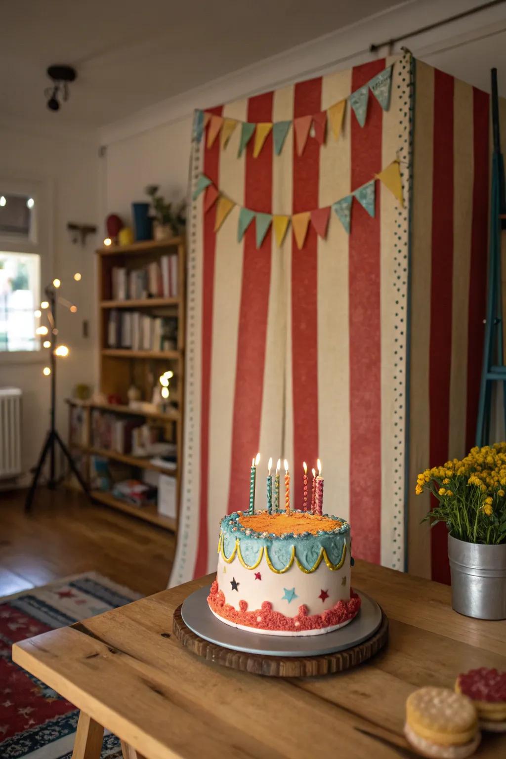 Old-time circus brings a fun and memory-filled feel to your cake smash.