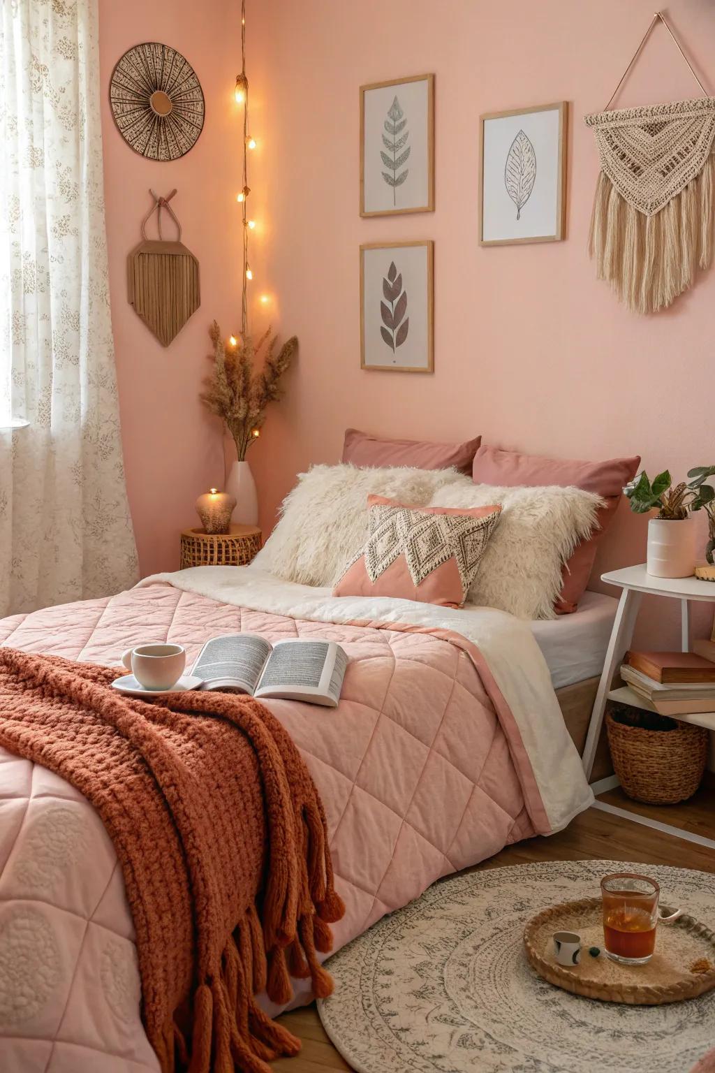Light apricot walls can add coziness and warmth.