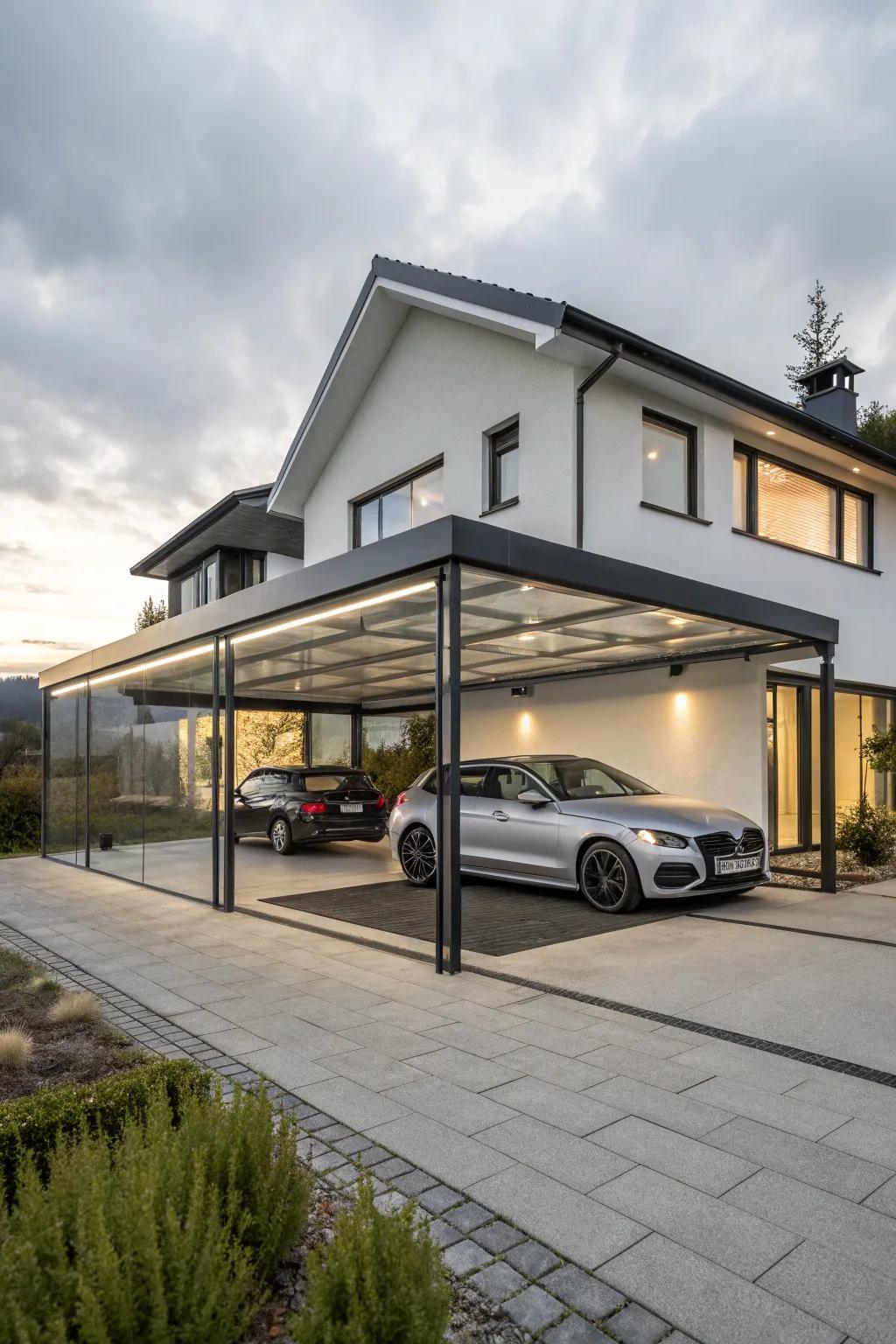 An innovative drive-through carport for convenience.